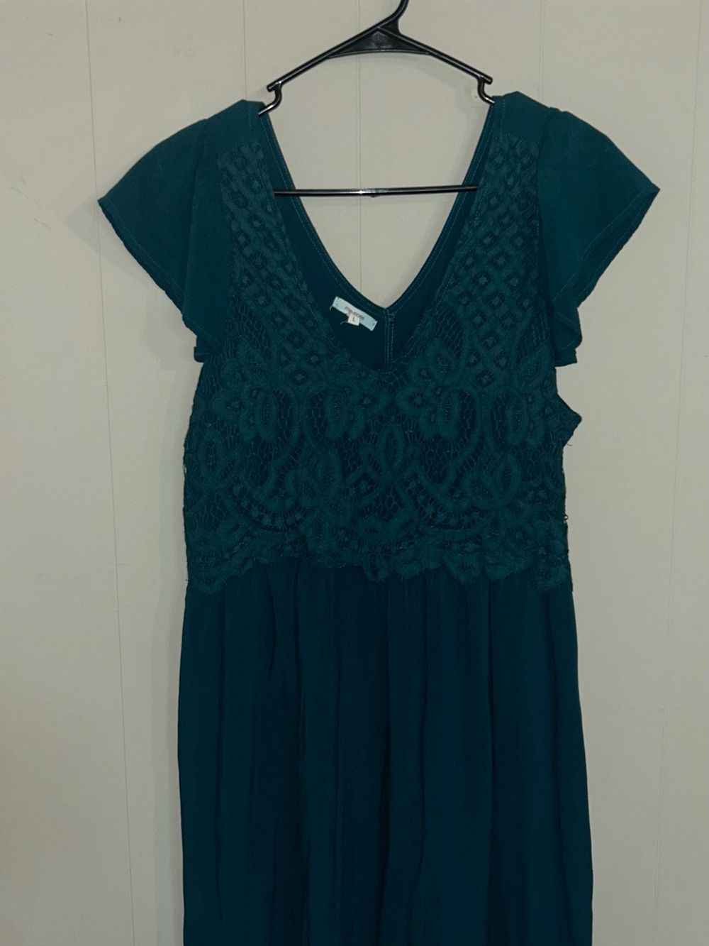 Maurices Teal Lace V-Neck Midi Dress